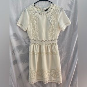 Cream embroidered dress size s